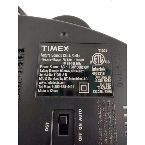 Timex T1201 Nature Sounds Clock Radio MP3 Line-IN Blk Red LED Auto DST Time Set - Picture 13 of 15